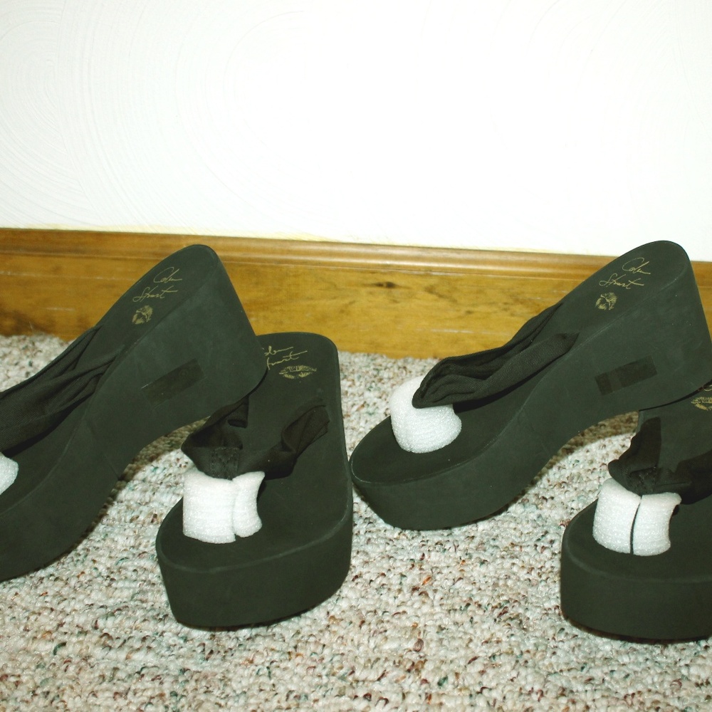 Set of 2 Platform Black Thong Sandals Victoria Sec